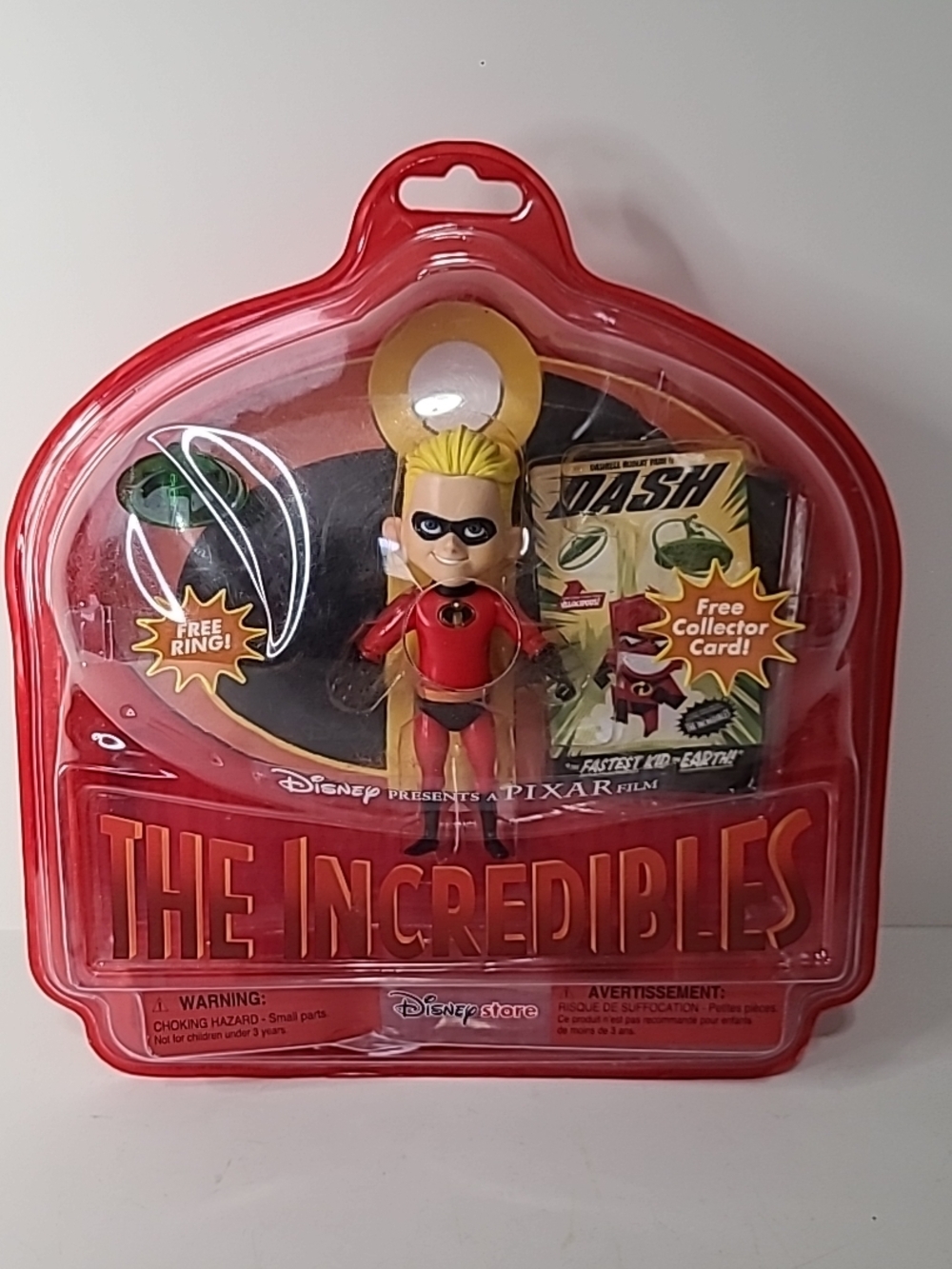 Disney Store The Incredibles Dash Figure 2004 NEW SEALED w/ Ring & CollectorCard